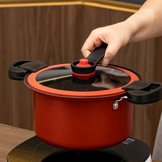 This set includes 2 pieces of Stainless Steel Quick Boiling Pots, each with a Lid for speedy soup preparation. The Double-Sided Locking Lid helps save time, while the vertical handle stays cool to the touch. Suitable for all cooktops, this pot conducts