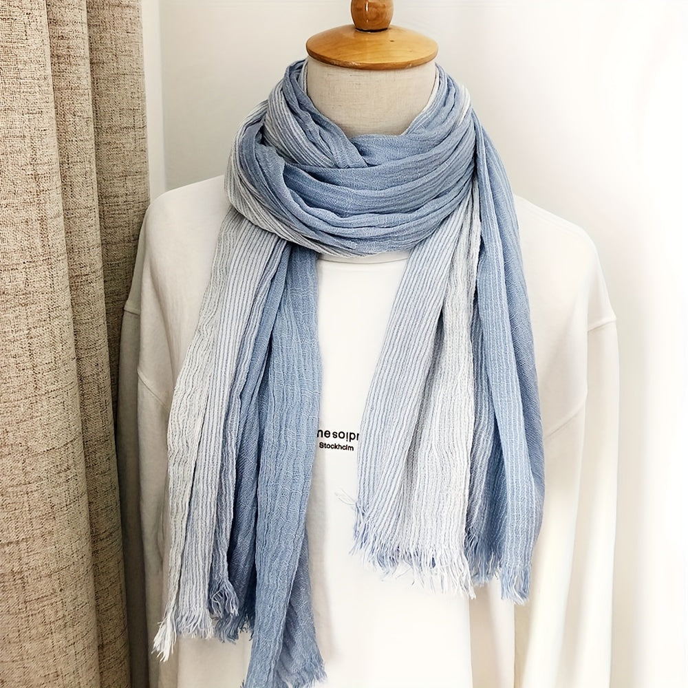 Cotton-Linen Striped Scarf - A Stylish Fashion Accessory for Men and Women During Autumn & Winter