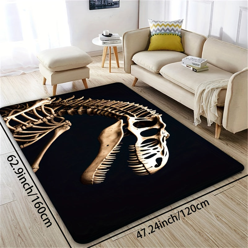 Soft and thick area rug designed with dinosaur fossils, measuring 8mm in thickness. This rug is machine washable and suitable for use in the bathroom, kitchen, living room, or bedroom. It serves as a versatile indoor decor mat, perfect for adding a touch