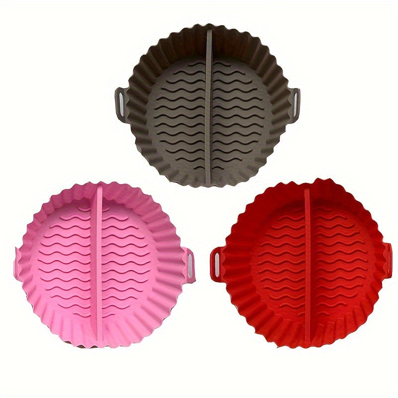 One piece of Silicone Air Fryer Liner with Divider (Top diameter 19.99cm) for Air Fryer Liners Pot, Silicone Basket Bowl, Reusable Baking Tray, Oven Accessories, Baking Tools, Kitchen Gadgets, and Kitchen Accessories.