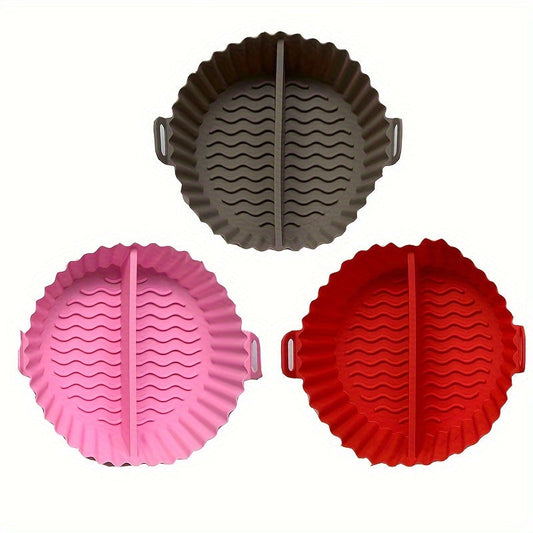 One piece of Silicone Air Fryer Liner with Divider (Top diameter 19.99cm) for Air Fryer Liners Pot, Silicone Basket Bowl, Reusable Baking Tray, Oven Accessories, Baking Tools, Kitchen Gadgets, and Kitchen Accessories.