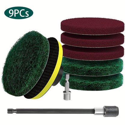 Set of 27 pieces, Power Scrubber Pads Drill Brush Attachment, 10.16 cm Headlight Restoration Kit Drill Brush Scouring Pads for Kitchen, Bathroom, Grout, Carpet, Shower, Tub, Grill, Tile, Sanding. Drill not included. Includes cleaning supplies and tools.