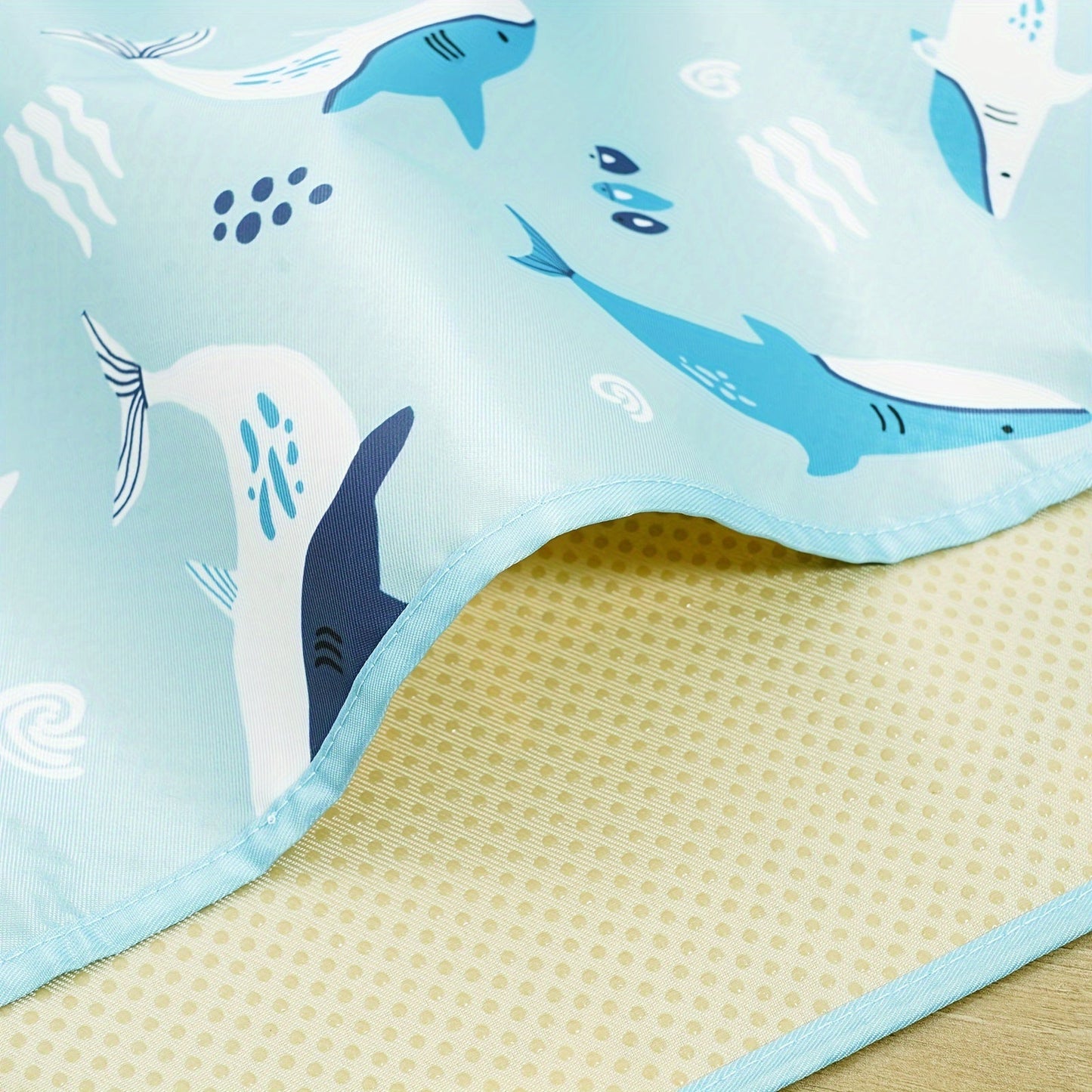 Baby Play Mat - 109.98cm x 109.98cm, Waterproof and Foldable Non-Slip Floor Mat for Infants and Toddlers, Suitable for Playtime and Tummy Time for Ages 0-3 Years. Made of Easy-to-Clean Polyester Fiber with a Cute Whale Pattern.