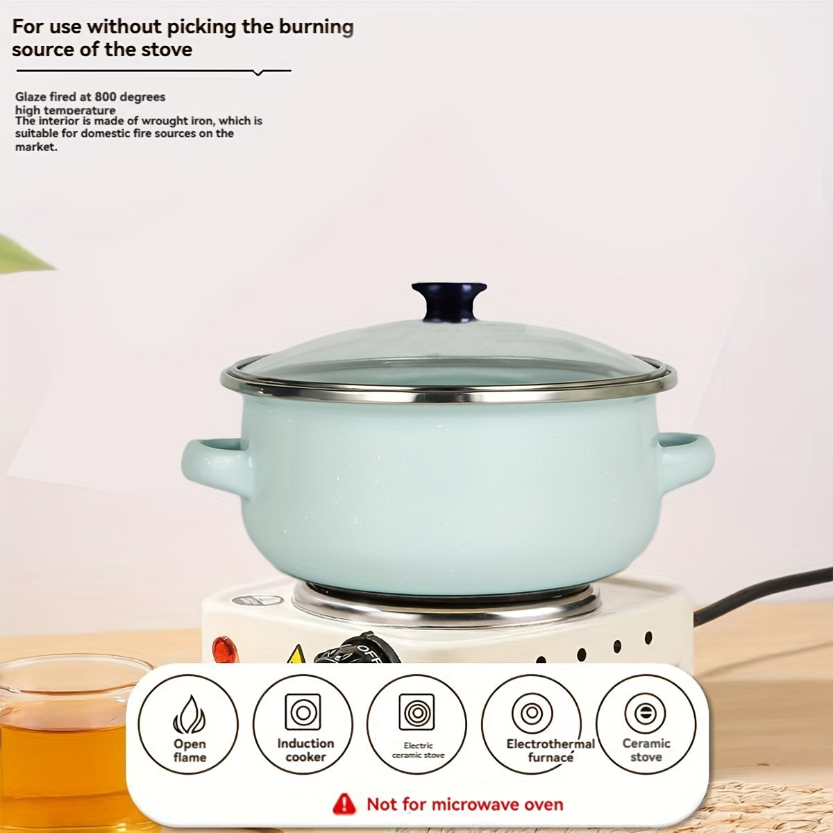 Essential Kitchen Utensil: Versatile Enamel Cooking Pot Set - Lightweight, Portable, and Multi-Use for Stews and Soups, Compatible with Induction and Gas Stoves