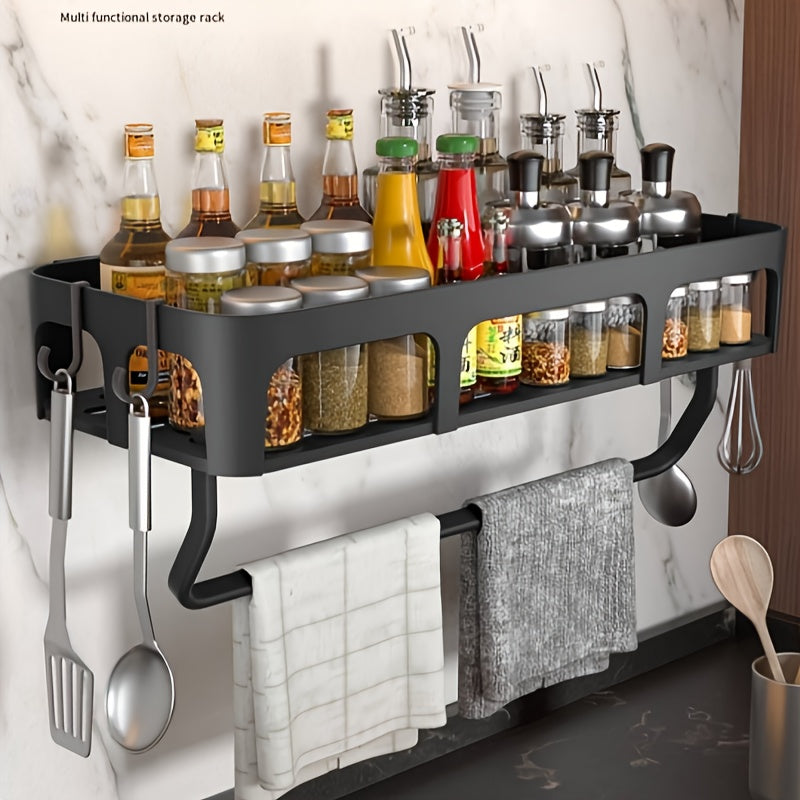 1-piece Storage Rack for Household, Perforation-Free Sundries Organization, Wall-Mounted Multi-Functional Condiment Holder for Kitchen and Bathroom, Home Storage Solutions and Organizers, Stylish Home Accessories