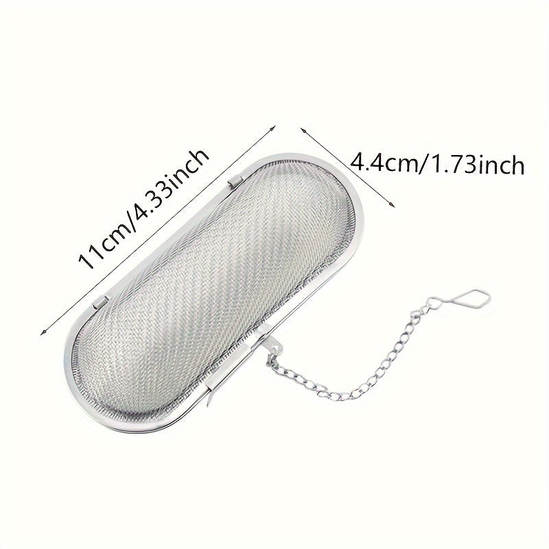 Essential Home Cooking Tool: Fine Mesh Stainless Steel Infuser Basket with Chain for Loose Tea, Spices, Indoor and Outdoor Use, Food-Safe