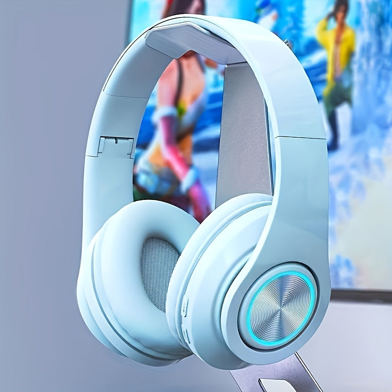 New wireless headphones with retractable and foldable design, long battery life, ideal for tablets, PCs, TVs, phones, and travel, perfect for enjoying music as a gift.