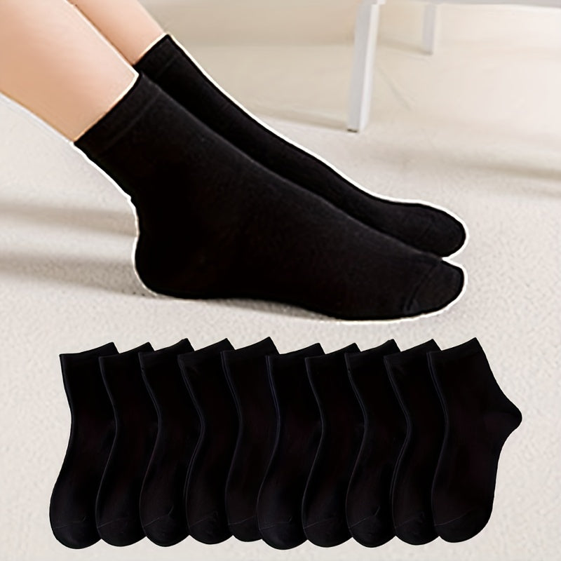 5 pairs of plain black thin and breathable women's socks.