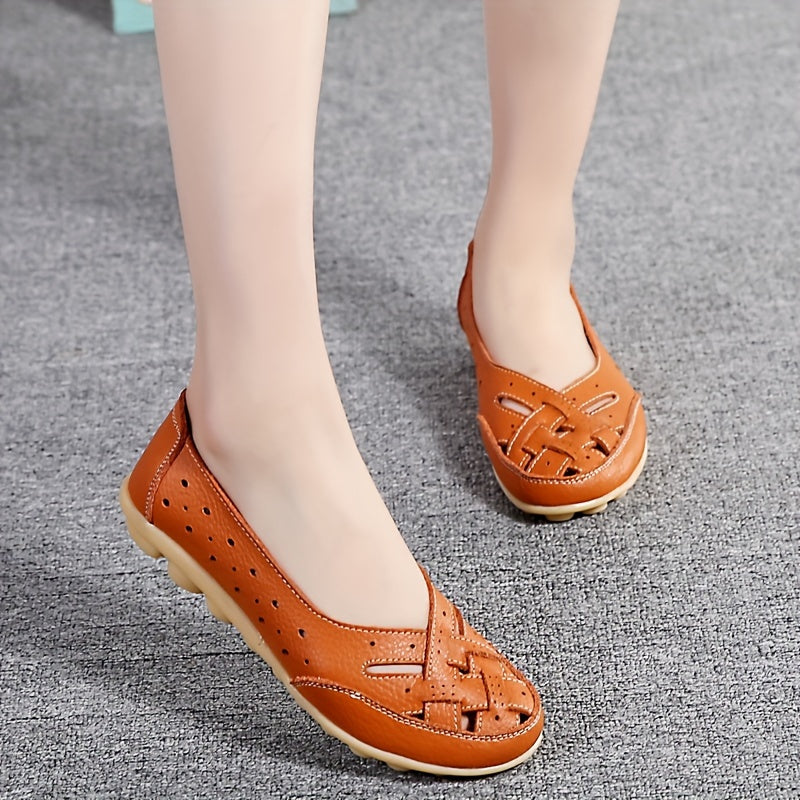 Women's Slip On Flat Shoes with Hollow Out Design, Lightweight and Comfortable