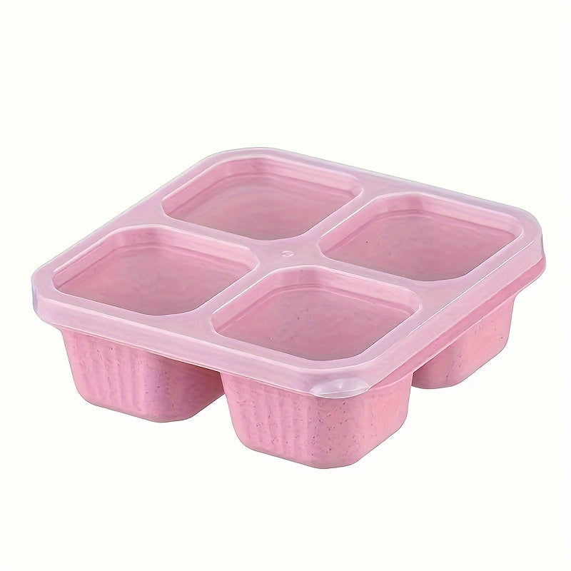 Reusable BPA-Free Meal Prep Container with Transparent Lid - Perfect for Work, Travel, and Kitchen Organization - 4 Compartments Made from Wheat Straw Material