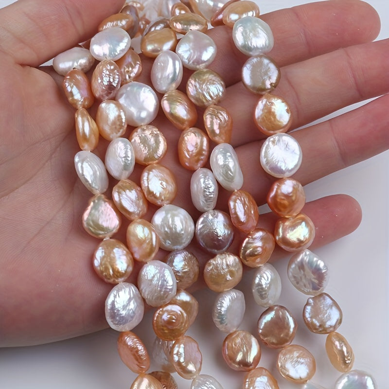 [Customer Favorite] Coin-shaped Freshwater Pearl Beads, 11-12mm Diameter, 20cm Strand in Mixed Colors