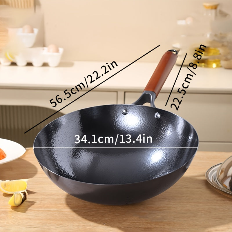 BAICHANG Traditional Chinese Cast Iron Wok - Non-Stick Frying Pan for Gas Stoves 1pc