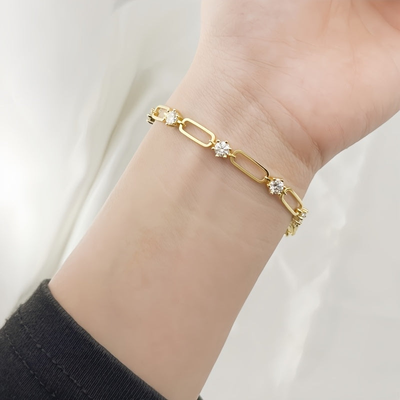 Love yourself with the 1pc LOVESSOM Luxury Boho 18K Golden Plated 925 Silver Moissanite Bracelet. This stunning piece features a total weight of 3 carats and is perfect for both men and women. Ideal for daily wear or special occasions like Christmas