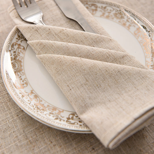 6 Elegant Polyester Dinner Napkins in Natural Wood Color, 40.64x40.64 cm - Ideal for Christmas and Formal Events.