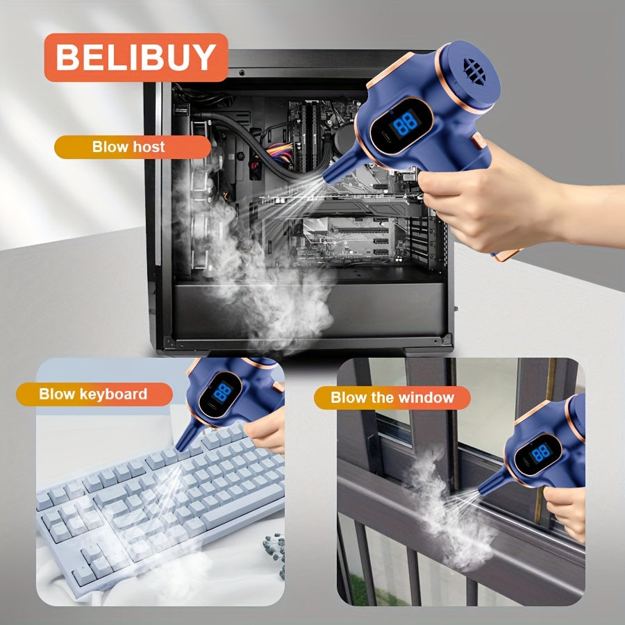 BELIBUY Wireless Handheld Vacuum Cleaner with USB charging, 3.2KPa suction, and multiple attachments - ideal for car, office, and home use.