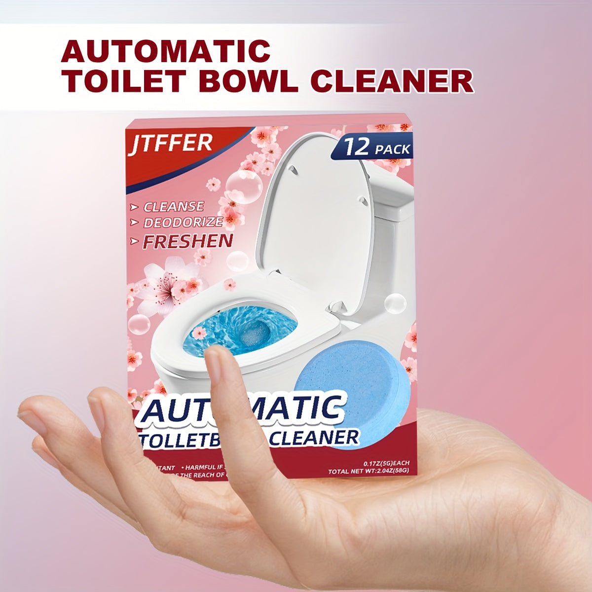 12 pieces of Automatic Toilet Bowl Cleaner: Easily brighten your bathroom, effectively remove tough stains, deodorize, and prevent scaling in your home.