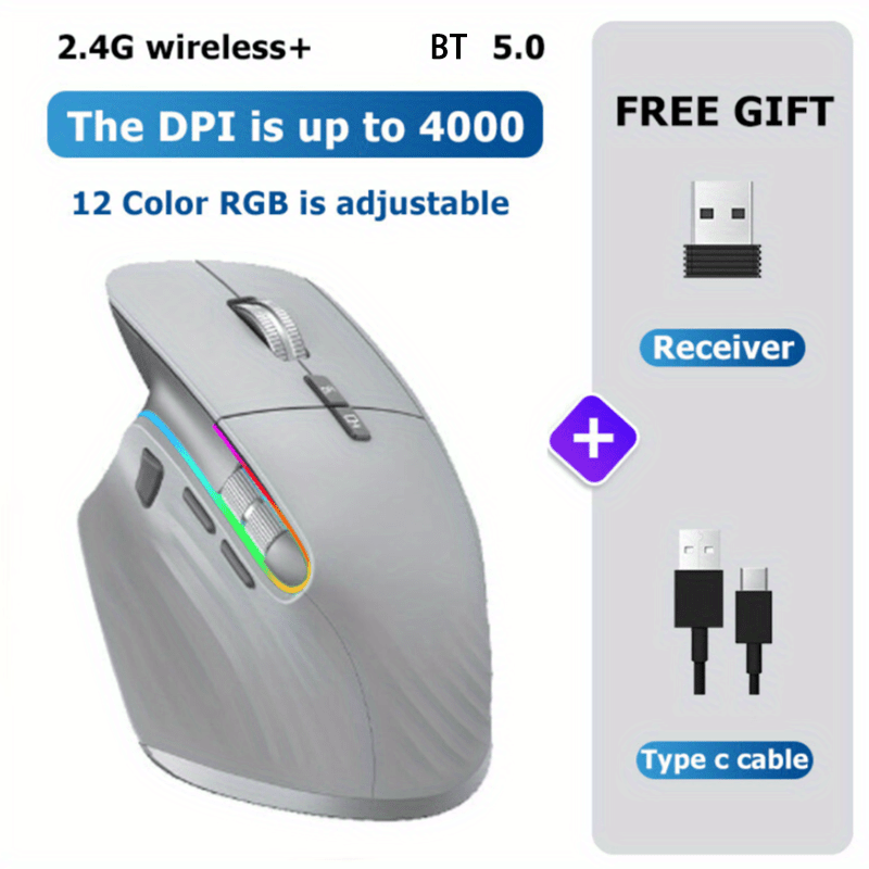 JOMAA 2.4Ghz Wireless Gaming Mouse with Silent Backlight RGB, Type-C Rechargeable for PC, Desktop, Notebook