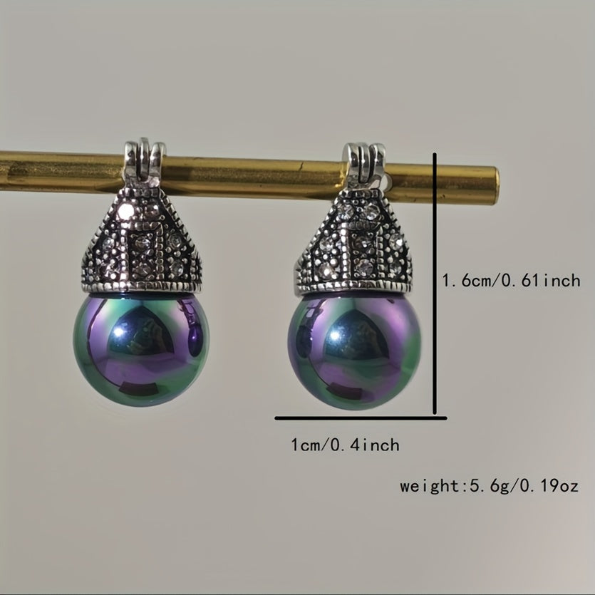 Vintage Bohemian-inspired drop earrings in stainless steel, adorned with rhinestones and faux pearls, ideal for a casual chic look.