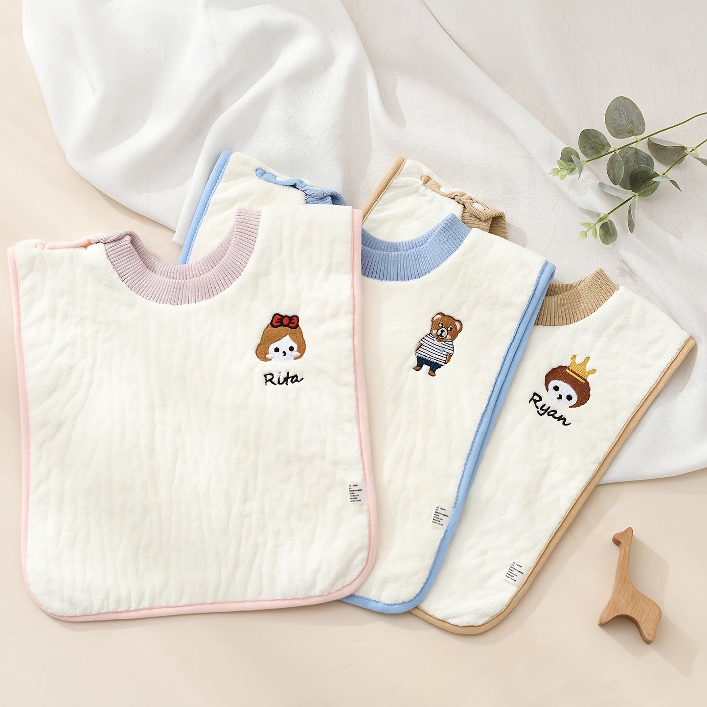 Adorable Cartoon Washcloth and Soft Waterproof Feeding Bib Set - Perfect Gifts for Christmas, Halloween, Thanksgiving, New Year's, and Valentine's Day