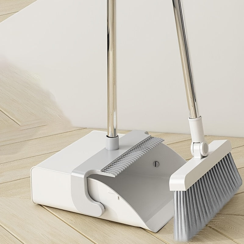 The Multi-Angle Folding Broom and Dustpan Set is equipped with a telescopic handle and comb teeth, making it perfect for cleaning living rooms, bedrooms, kitchens, and floors.