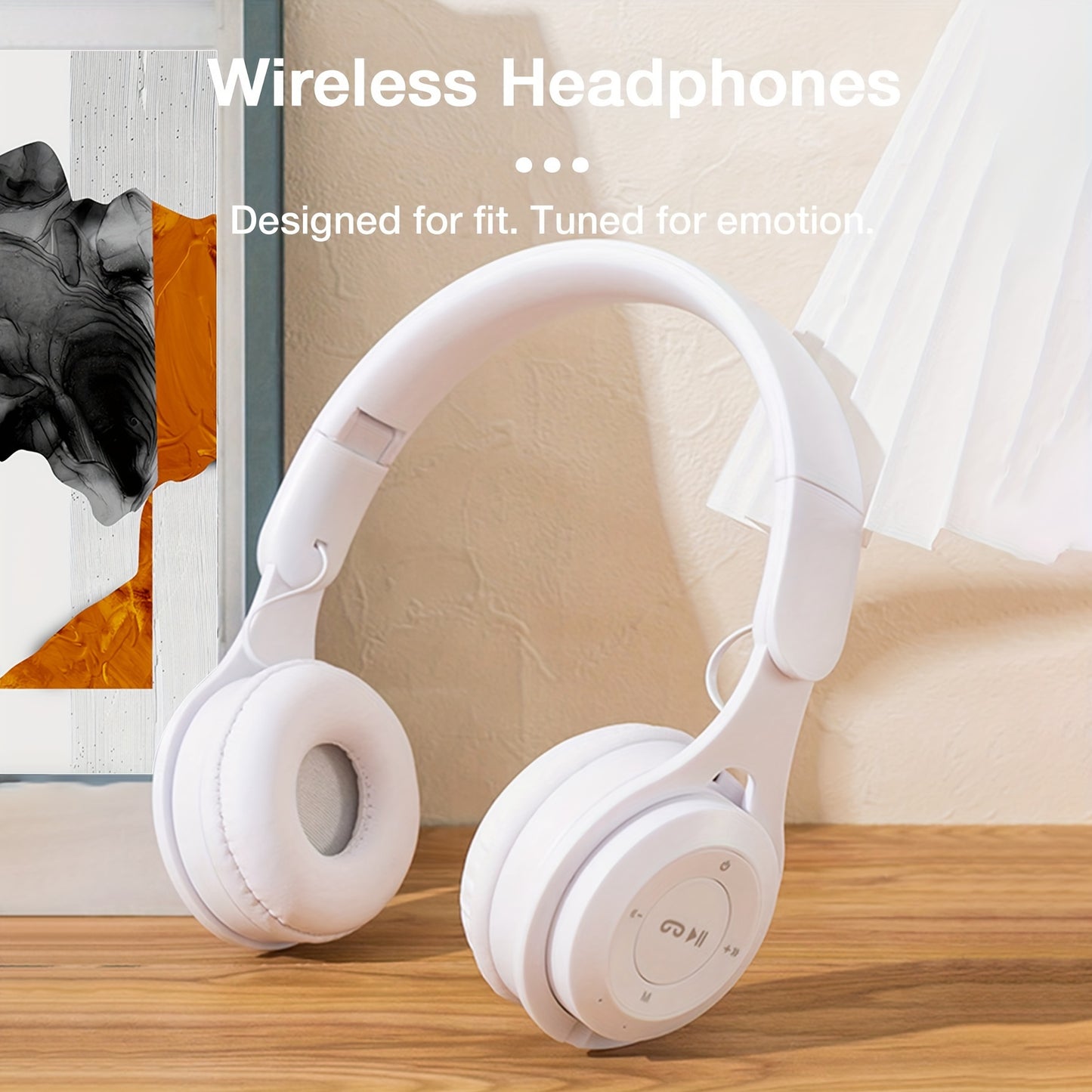 Wireless over-ear headset with 20 hours of playtime, foldable and comfortable for travel, home, office, suitable for kids, teens, adults, girls, and women.