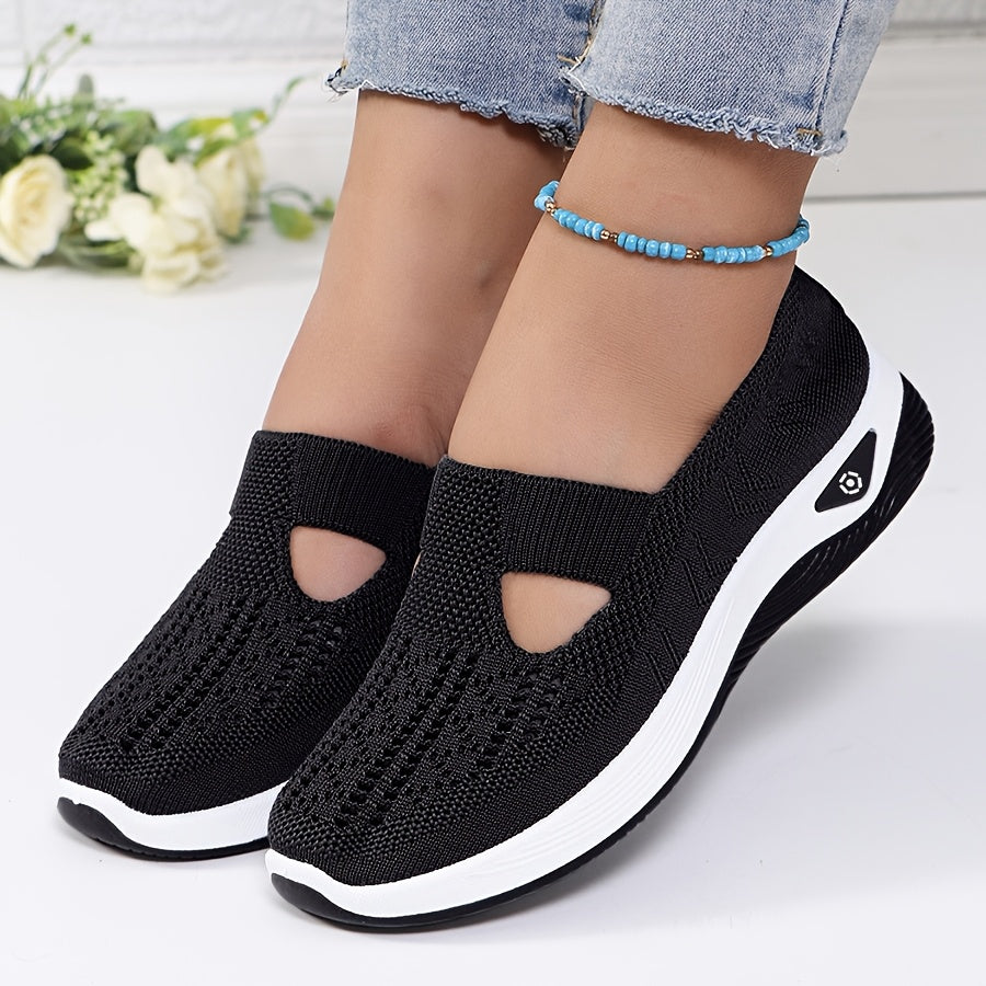 2024 New Style Women's Shoes: Breathable Knitted, Trendy Lace-Up Sports Shoes for Cross-Border Trade.