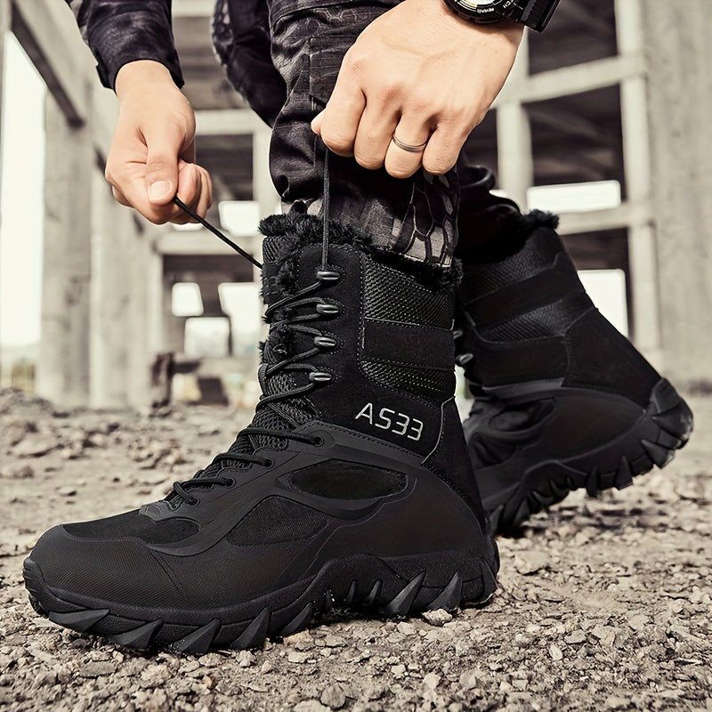 Men's durable snow boots for winter outdoor activities.