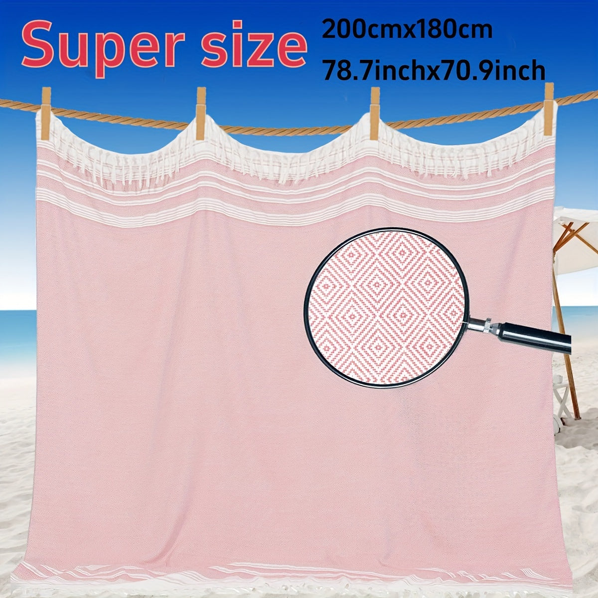 XL Turkish beach towel, quick-dry, soft, sand-free bohemian blanket. Ideal for both men and women, great gift.