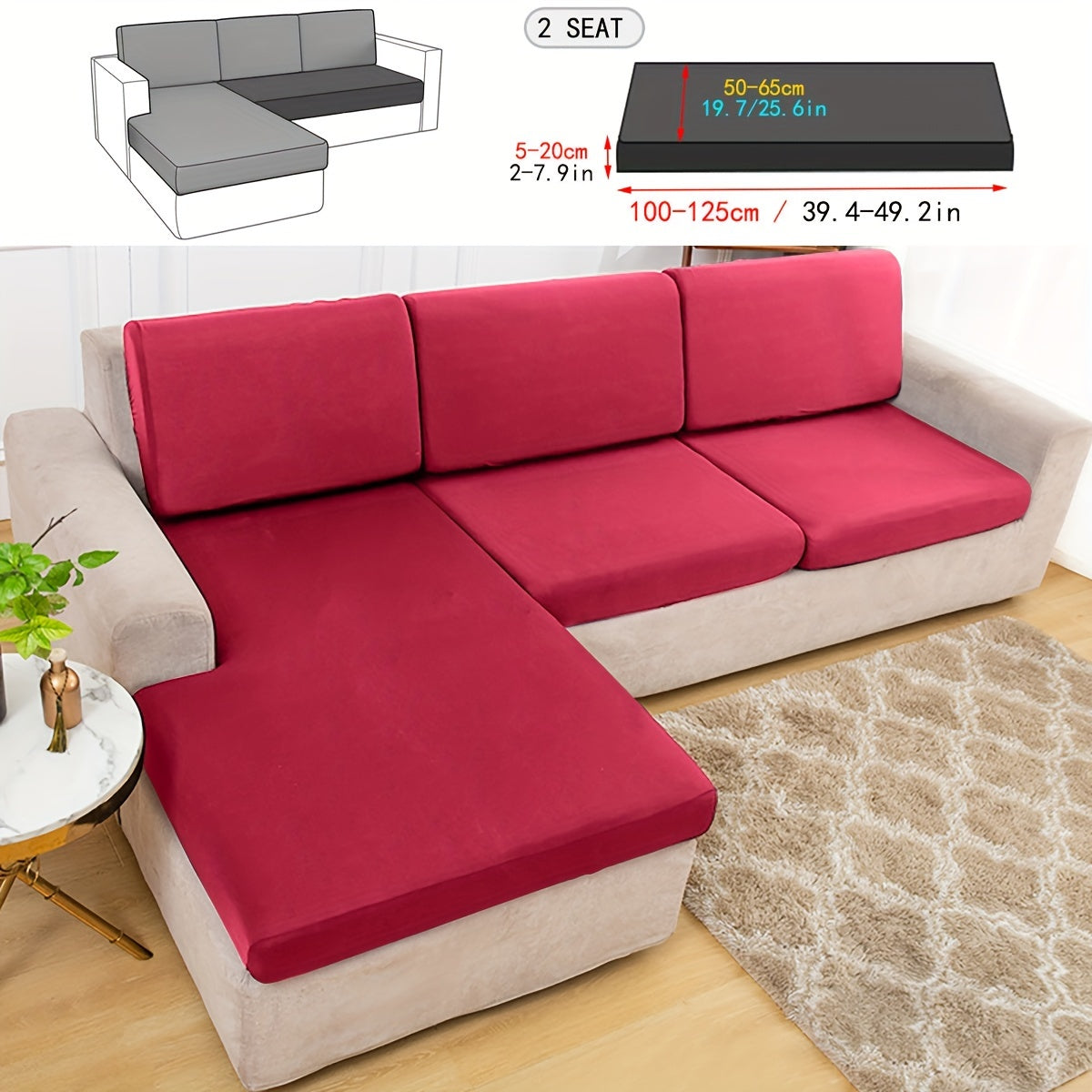 Durable sofa cover in solid color, suitable for pets, dustproof, and machine washable for living room, bedroom, and dining area.