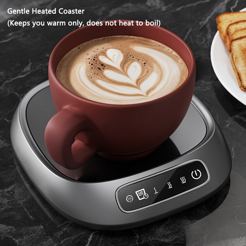 Smart Beverage Warmer Coaster with 3 Temperature Settings, USB-Powered Heating Pad for Drinks, Milk, Tea, and Hot Chocolate, Perfect for Home and Office, Made from Non-Food Contact Plastic Materials.