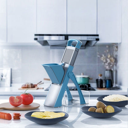 A must-have kitchen tool for slicing and grating vegetables and fruits, this versatile manual slicer and grater is perfect for a variety of foods, including potatoes, onions, and more.