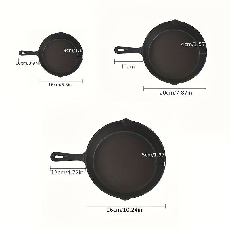 Top-quality Cast Iron Skillet featuring a pre-seasoned, non-stick surface that is ideal for making flawless eggs and pancakes without any smoke. This versatile skillet is suitable for use in the oven and can be used on both electric and gas stoves.