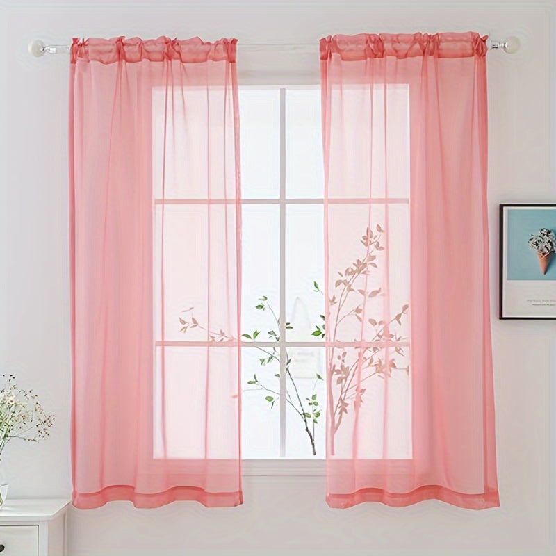 [Top Pick] Add a touch of elegance to your home with these stylish terylene gauze curtains. The two-piece set features a semi-transparent design in a plain color, perfect for creating a breathable and lightweight atmosphere in any room. Hang them with