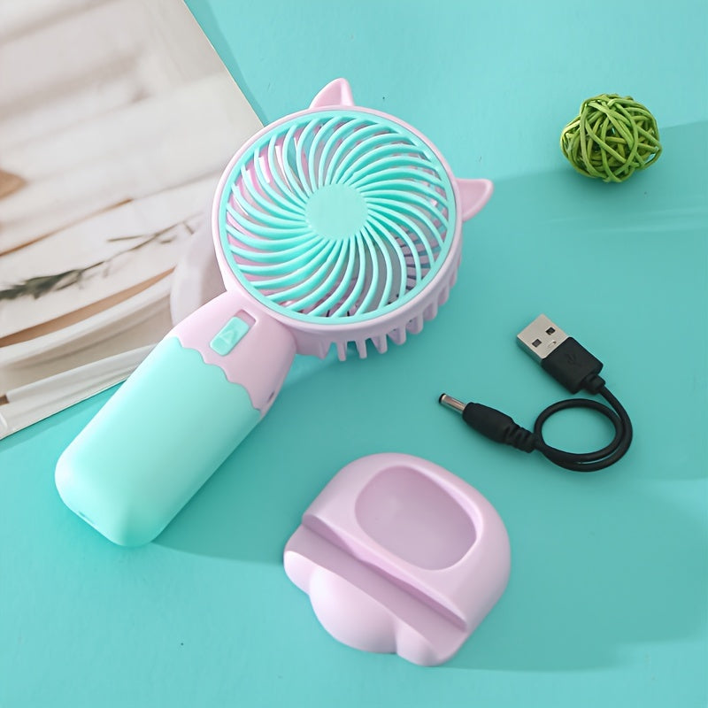 Portable Mini Fan - Rechargeable via USB, Convenient Handheld and Wearable Design for Both Men and Women - Perfect for Office, Outdoor Activities, Traveling, and Camping