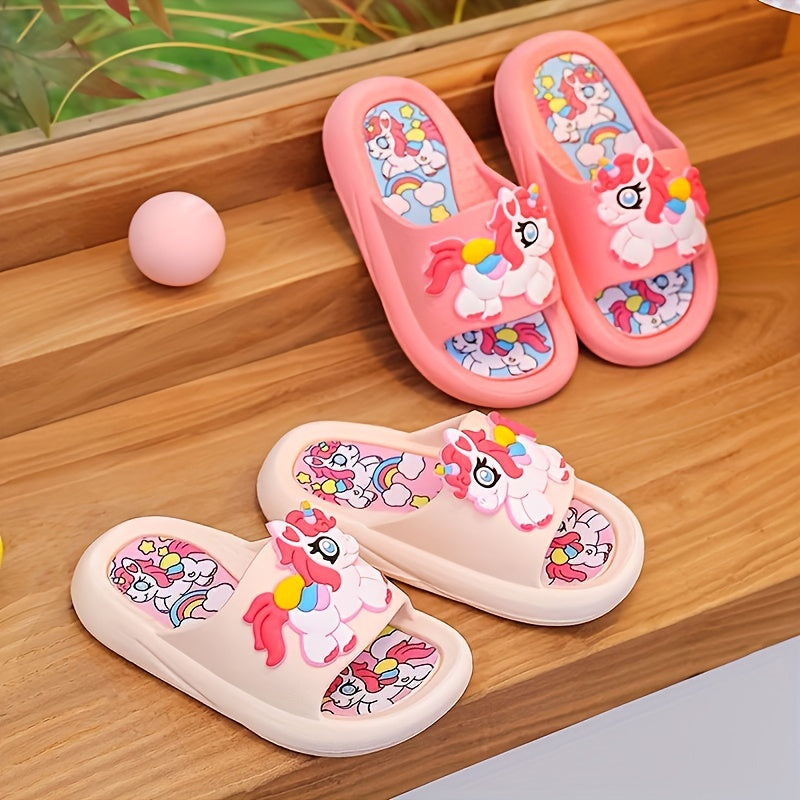 Kids' adorable cartoon slippers with anti-slip features, suitable for all seasons. Great for indoor and outdoor use.