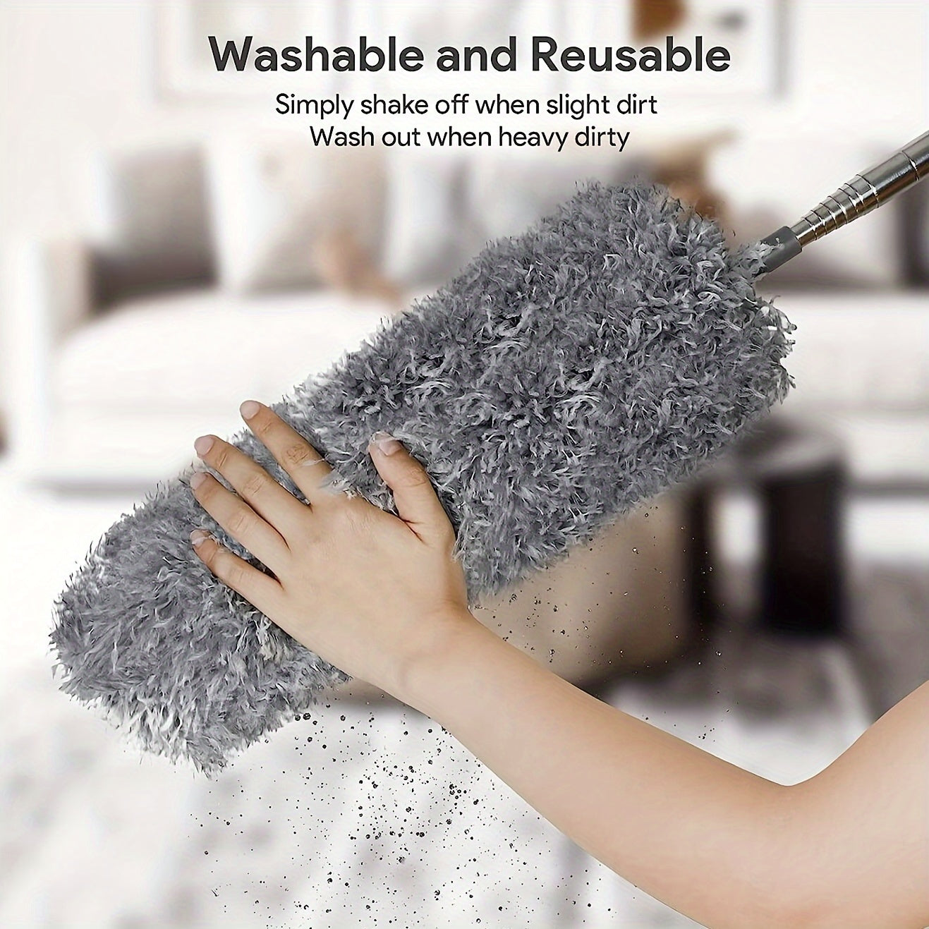 One piece of Electrostatic Dusters with Retractable Dust Removal Brush - Versatile Cleaning Tool for Fan, Desktop, Keyboard, Furniture, Car - Reusable and Washable Furniture Dust Duster - Essential Cleaning Supplies