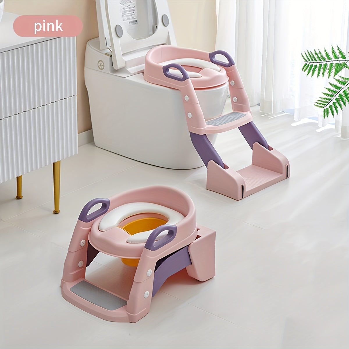 Toilet Potty Chair with Adjustable Seat, Sturdy Non-Slip Step Stool Ladder, Handles, and Splash Guard for Potty Training