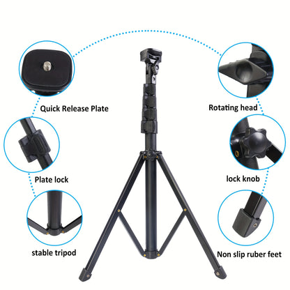 ZOMEI LED Video Light with Tripod Stand, 132.08cm Aluminum Alloy Fill Lamp for Vlog, Photo Studio, Live Streaming.