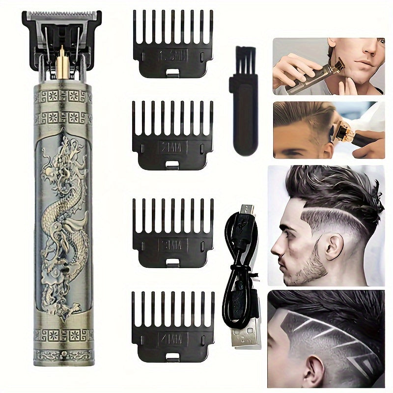 T9 Electric Hair Clipper: Cordless, USB rechargeable trimmer with T-shaped blade for precise styling. Perfect gift for men and boyfriends.