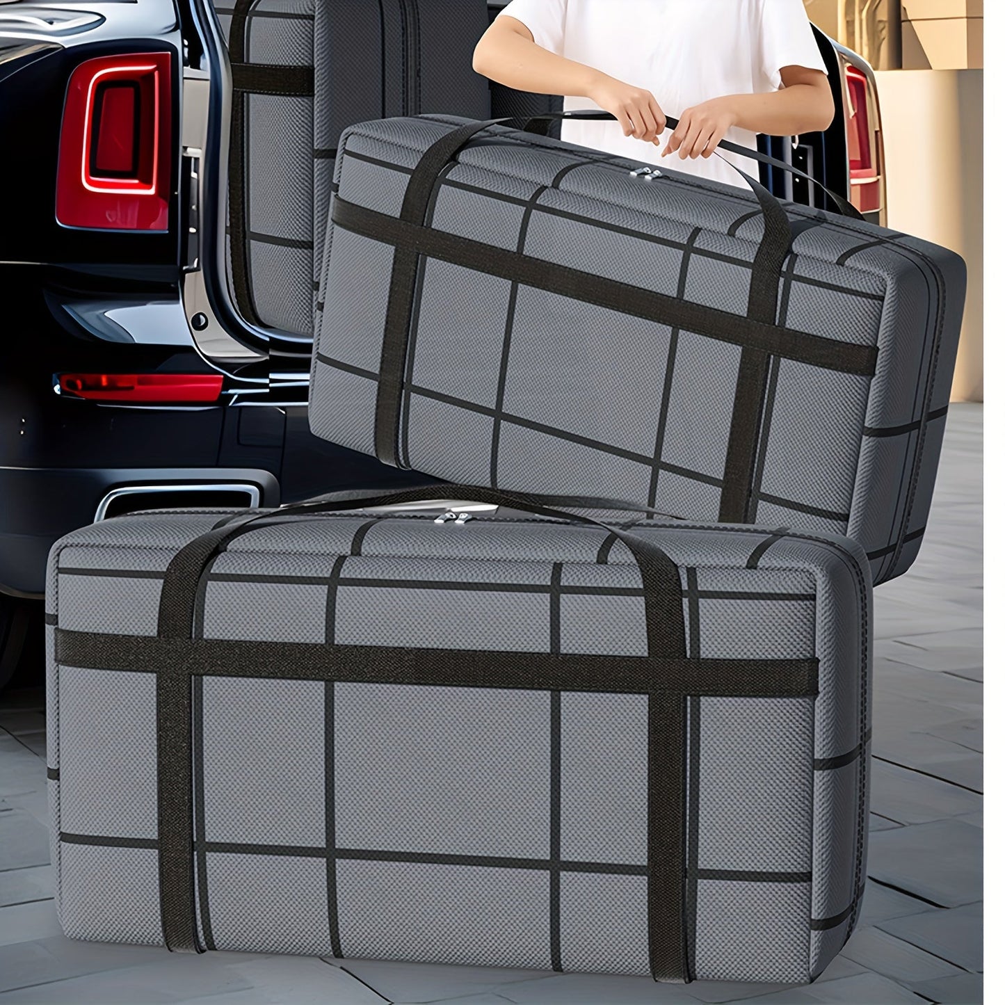 Large Moving Bags with Zippers and Carrying Handles for Easy Transportation, Durable Non-woven Material for Heavy-Duty Storage, Ideal for Bedroom, Home, Closet, Wardrobe, and Travel Accessories for Efficient Organization and Space Saving.