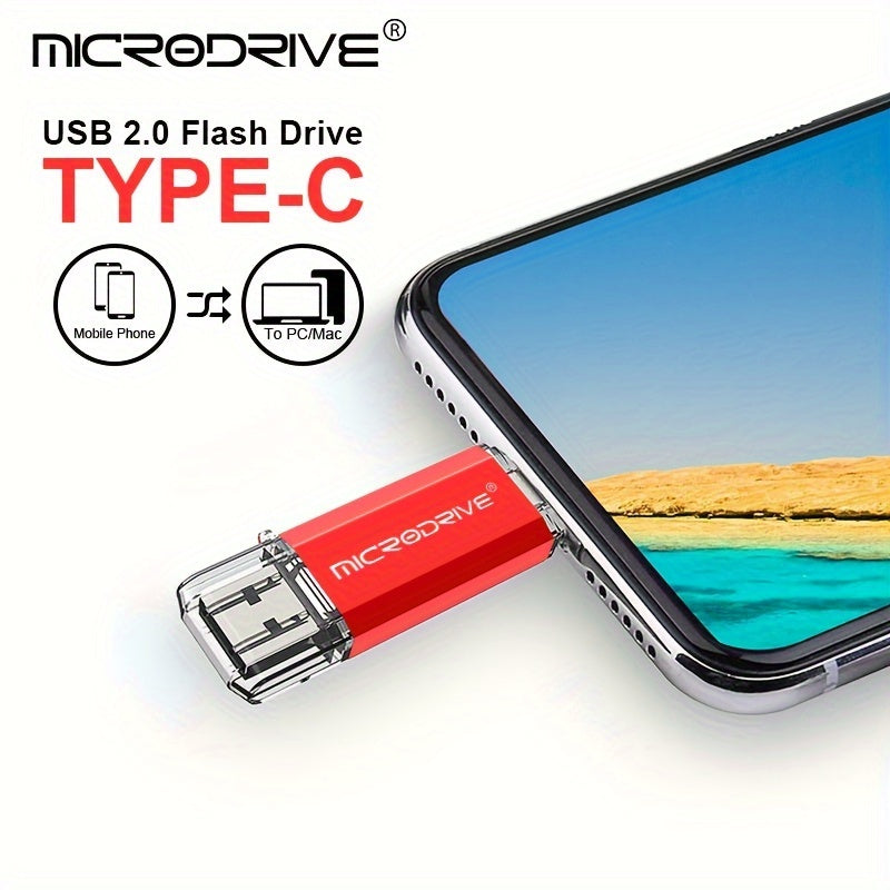 High-speed USB Type-C Microdrive available in 32GB, 64GB, and 128GB sizes.