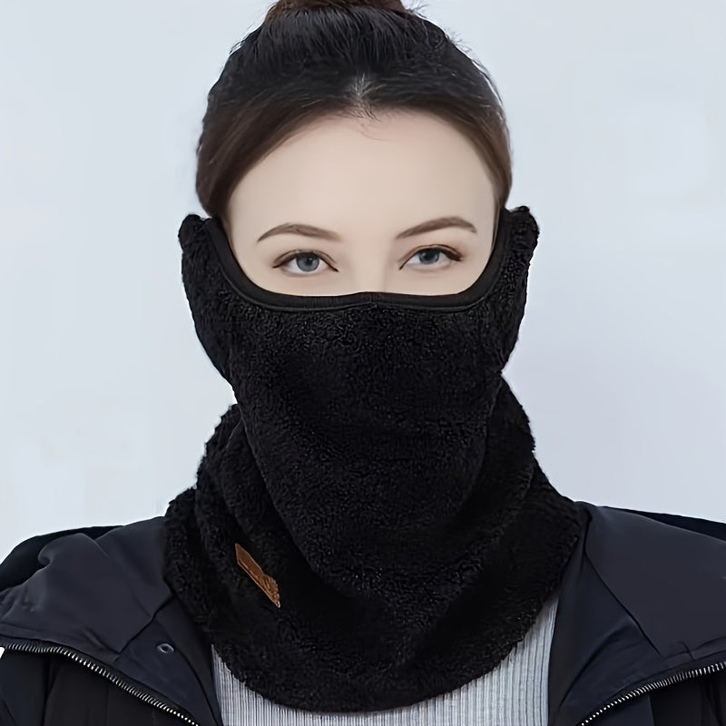 Stay warm and stylish this winter with the Boho Style Women's Fleece Neck Gaiter. This windproof scarf features earflaps and is made of thickened polyester for ultimate warmth and comfort. Perfect for outdoor activities like cycling, this knitted scarf