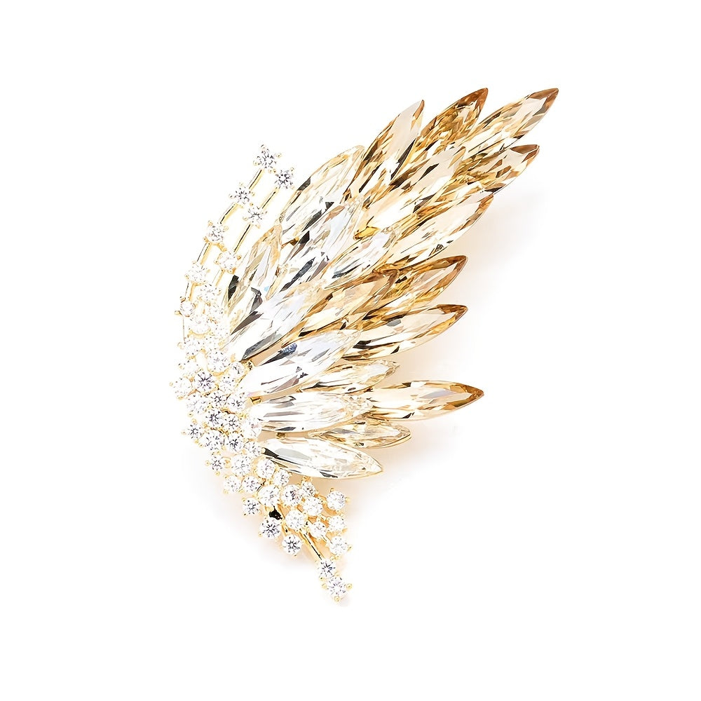 Introducing a one-of-a-kind, romantic half butterfly brooch with luxurious appeal. This elegant gradient crystal brooch features a fashionable insect design with stunning golden plating. Perfect for both men and women, these versatile accessories can be