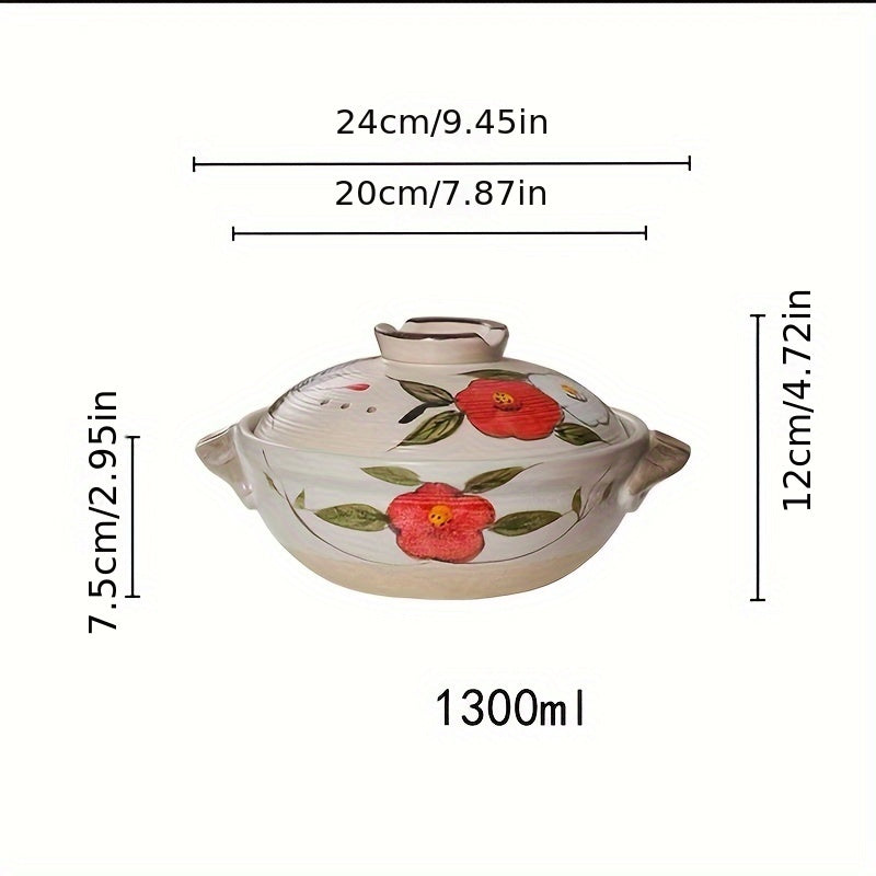 Ceramic Casserole with Japanese Influence - Designed for High Temperatures, Safe for Gas Stove Cooking at Home