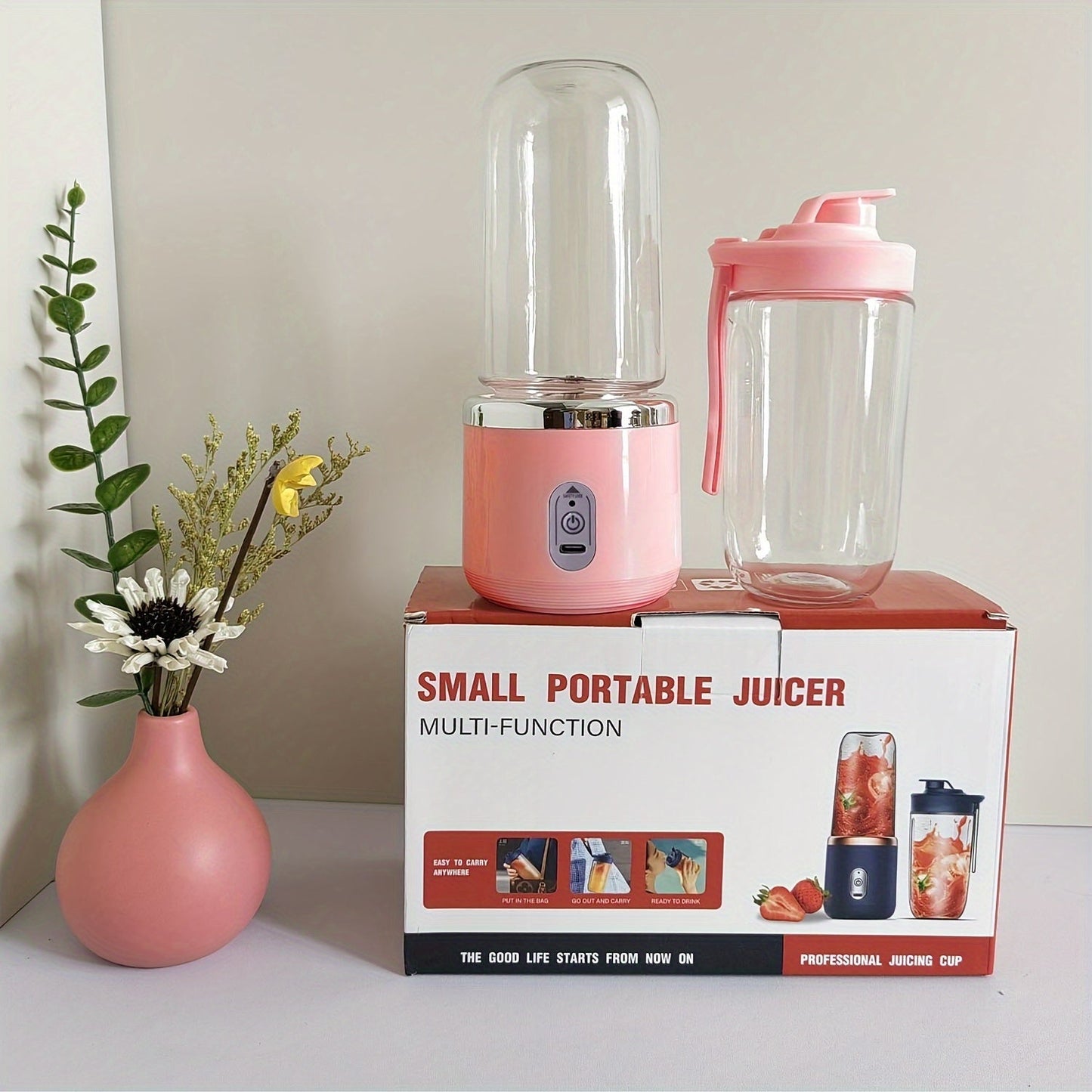 This portable blender is great for making smoothies and shakes on-the-go! It's rechargeable via USB, has 6 sharp blades for easy blending, and is lightweight at only 430g. Ideal for use in the kitchen, at home, or while traveling.