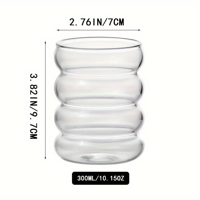 4pcs Caterpillar glass cups with straws, ideal for water, coffee, juice, milk, tea, and more. Suitable for both summer and winter. Made of high borosilicate glass.