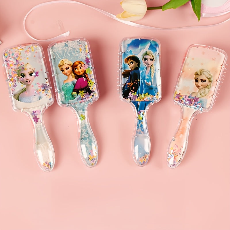 Must-have Bathroom Essential for All Hair Types: Disney Frozen Elsa & Anna Hair Comb Set with Cute Cartoon Paddle Brush, Made of Durable ABS Plastic - No Electricity Required