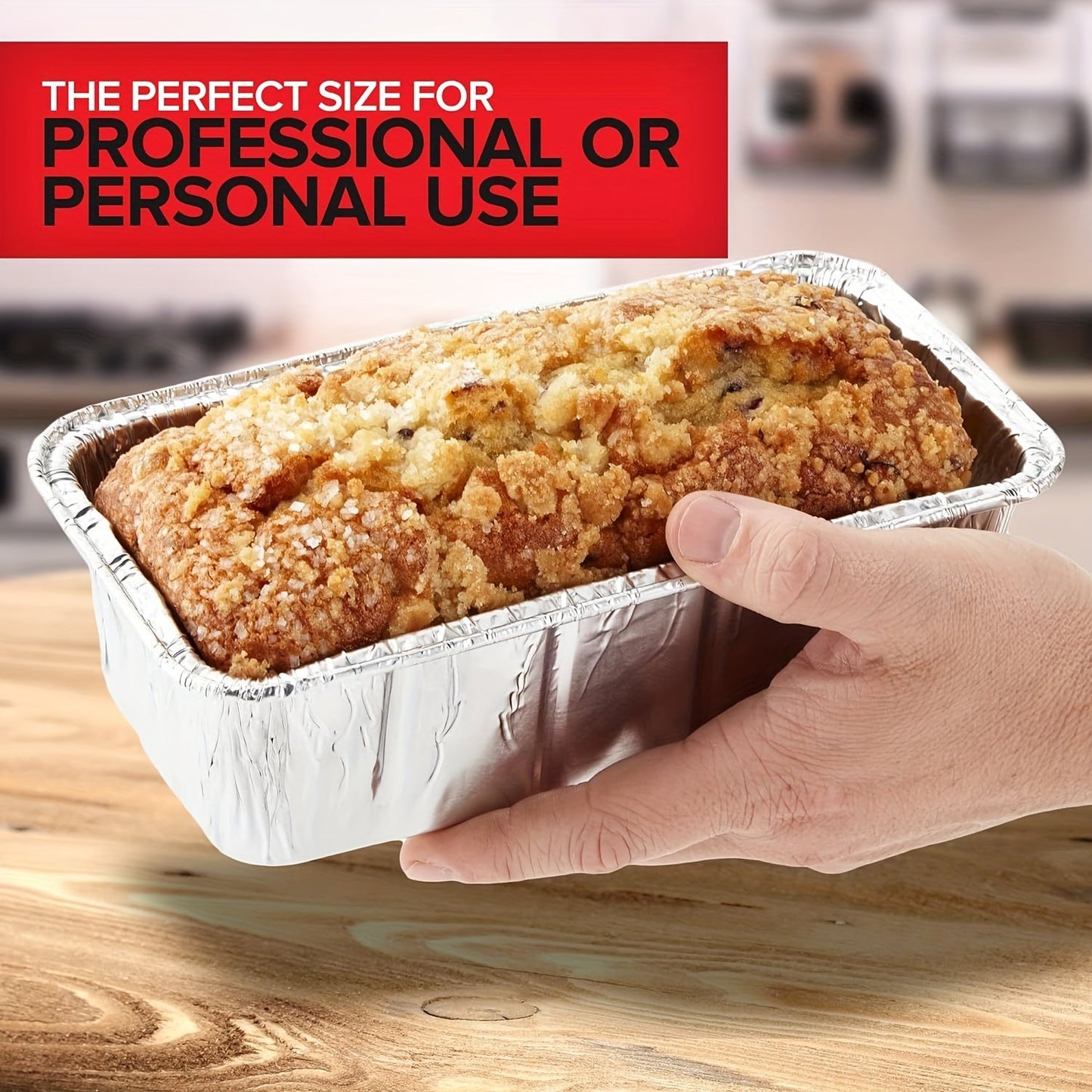 30 pieces of disposable foil loaf pans weighing 907.18g each, measuring 21.59x11.43cm. These bread pans double as food storage containers and take out boxes, ideal for baking bread and street treats.