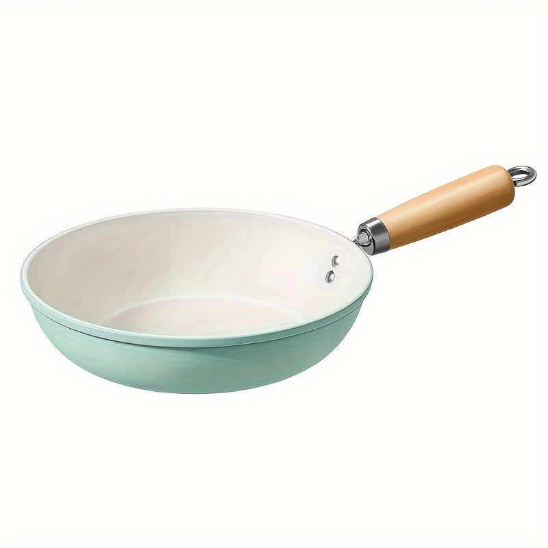 Ceramic Frying Pan with Cast Iron Handle for Gas and Induction Stovetops - Non-Stick Skillet, Hand Wash Only, Ceramic Cookware Finish