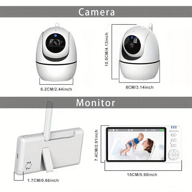 Anyazhineng Smart Monitor features a 5-inch display, Two-Way Audio, Temperature Display, Feeding Timer, and Lullaby Music. This monitor is USB powered and WiFi enabled.